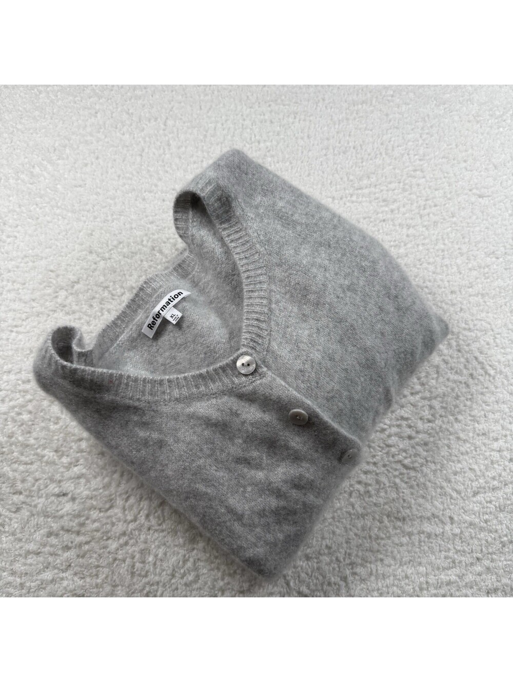 Reformation Women’s XL Gray Cashmere Cardigan Sweater Quiet Luxury Cropped